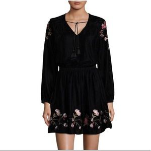 a.n.a. Floral Embroidered Black Peasant Dress
